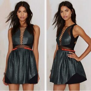 Three Floor Black and Red Mini Dress